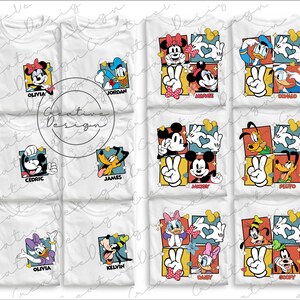 Retro Mickey and Friends Checkered Png, Disney Family Trip Png, Mickey and Co Png, Disneyland Daisy Minnie Girls Vacation Matching Png