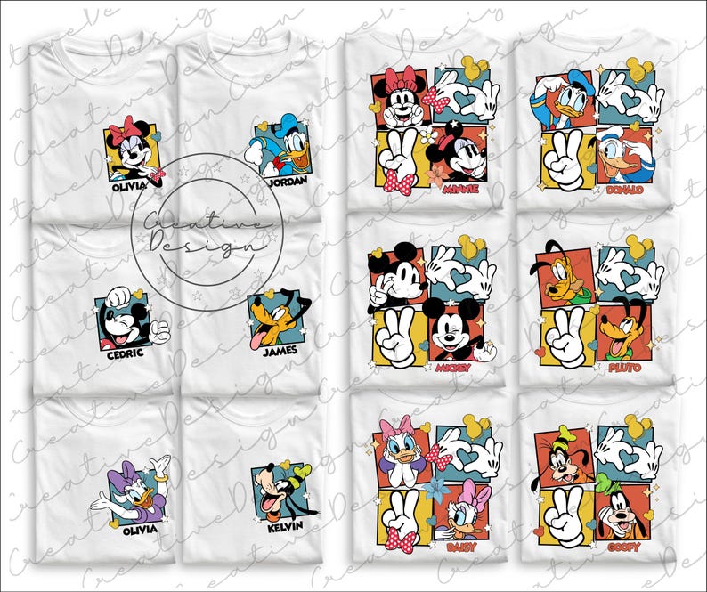 Retro Mickey and Friends Checkered Png, Disney Family Trip Png, Mickey and Co Png, Disneyland Daisy Minnie Girls Vacation Matching Png