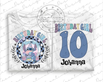 Custom Name Disney Stitch Birthday Girl PNG, Birthday Stitch Png, Disney Stitch Birthday Matching tee, Disneyland Stitch Birthday SVG