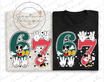 Disney 6 7 Funny Png, Disney Six Seven Png, Mickey and Co Couple Png, 6 7 Couples Png, 6 7 Meme Png, Disney Funny Trendy Png, Six Seven Png