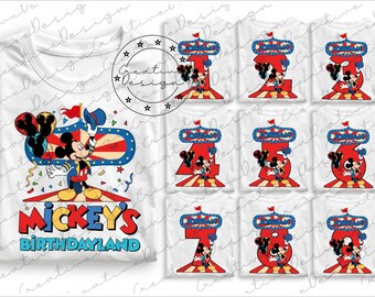 Disney Mickey's Birthdayland Png, Disney Birthdayland Png, Mickeys Birthday Boy Png, Disney Birthday Boy Tee, Custom Family Birthday Gif