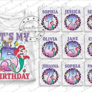 Disney Ariel Birthday Girl PNG, Ariel Birthday Png, Disney Princess Birthday Matching tee, Disneyland Princess Birthday Girl SVG