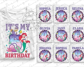 Disney Ariel cumpleaños niña PNG, Ariel cumpleaños PNG, Disney princesa cumpleaños niña SVG, Disneyland princesa cumpleaños niña