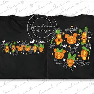 Retro Disney Halloween Pumpkin Characters Png, Mickey and Friends Halloween Pumpkins Png, Disney Halloween Party Png, Disney Halloween Trip