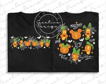 Disney Mickey Friends Pumpkin Characters Png, Mickey and Friends Signature Halloween Png, Disney Halloween Party Png, Disney Halloween Trip