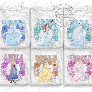 Floral Princess Png, Disney Girls Trip Png, Snow White Png, Disney Ariel Png, Disney Queen Besties Png, Princess Cinderella Elsa Anna Aurora