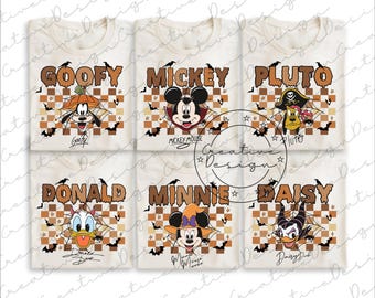 Retro Mickey and Friends Halloween Png, Disney Characters Halloween Png, Halloween Party Png, Disney Halloween Trip, Disney Halloween Png