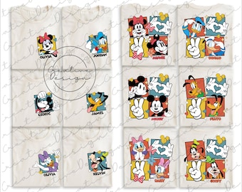 Retro Mickey and Friends Checkered Png, Disney Family Trip Png, Mickey and Co Png, Disneyland Daisy Minnie Girls Vacation Matching Png