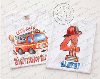 Fire Truck Birthday Png, Boy Birthday Png, Fire Engine Party, Truck Birthday Boy Png, Toddler Romper Png, Vehicle Birthday Boy Png