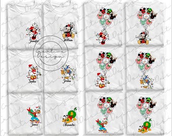 Custom Mickey And Friends Christmas Balloon Png, Mickey & Friends Xmas Family Vacation Png, Disney Xmas Png, Disney Christmas Family Png