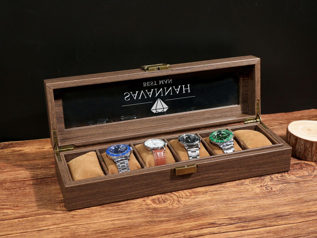 Personalized Watch Box - Holds 6 Watches, Watch Organizer, Watch ...