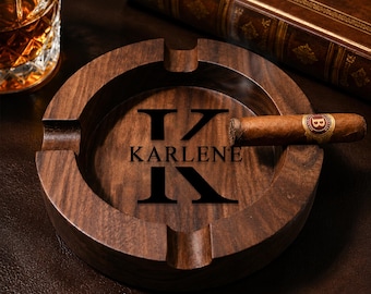 Cenicero de madera personalizado para puros, regalo de lujo personalizado para caballeros, regalo para padrinos de boda, Día del Padre.