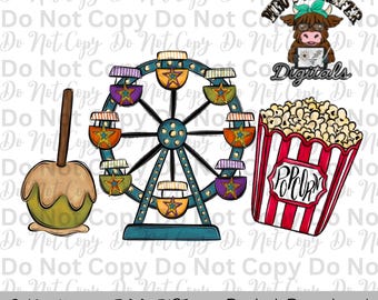 Caramel Apple Fair Trio Sublimation Design Hand Drawn Fair Food PNG Kids Fair Sublimation Shirt Design State Fair PNG File Fair Clipart Star