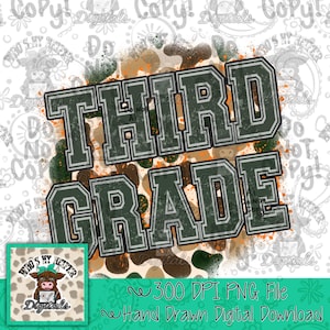 Retro Camouflage Dritte Klasse PNG Hand gezeichnet 3.Grad Sublimation Png Schule Camo Zurück zu Schule PNG Junge Erster Schultag Shirt Design