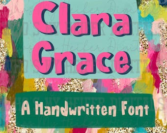 Clara Grace Handwritten Font Computer Typing Font for Procreate Font Cute Hand Lettering Font for Cricut and Silhouette