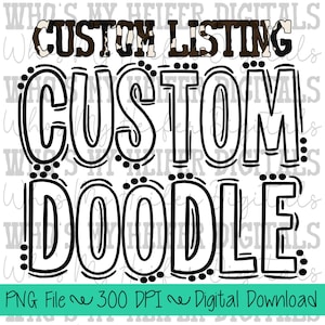 Custom Doodle Mascot Name PNG Hand Drawn OUTLINE Mascot Name Sublimation Design Sports Team Name Shirt Design School Spirit PNG School Name