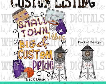 Small Town Vibes PNG Nome mascotte disegnato a mano Design a sublimazione Nome squadra sportiva Design maglietta Spirito scolastico File PNG Basket scolastico PNG