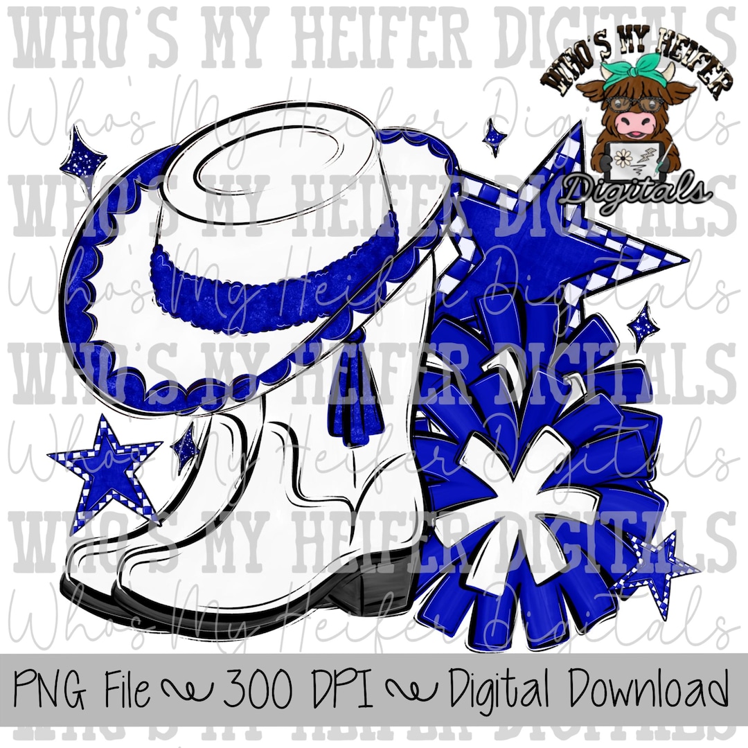 Blue and White Drill Team PNG Hand Drawn Pom Poms, & Drill Hat ...