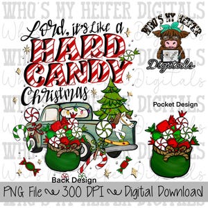 Hard Candy Christmas Sublimation PNG Hand Drawn Truck with Peppermint PNG Cute Christmas Digital Download Trendy Women & Kid Christmas Shirt