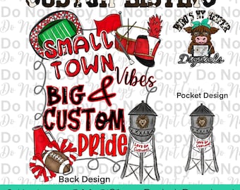 Small Town Vibes PNG Nome mascotte disegnato a mano Design a sublimazione Nome squadra sportiva Design maglietta Spirito scolastico File PNG Nome scuola PNG