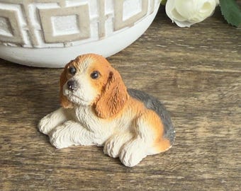Vintage Stone Critters Littles Beagle Dog Figurine 1988 SCL-027 Brown Black
