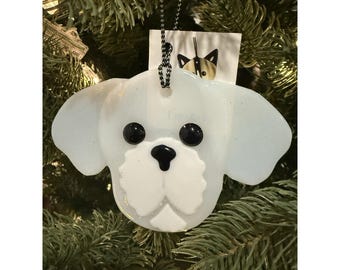 Charlotte Behrens Fused Glass Dog Ornament w/ Tags | White House Artist USA