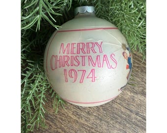 Vintage 1974 Hallmark Norman Rockwell Postman Glass Ball Christmas Ornament USA