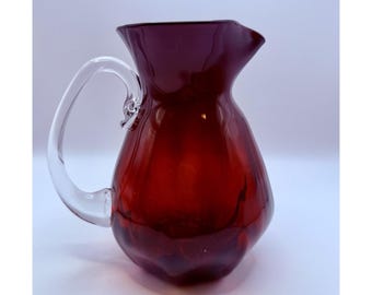Foster Holcombe Pitcher Art of Fire -Ruby Red Hand-Blown Art Glass Signed 2003