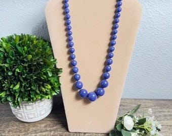 Vintage Kenneth Lane Necklace Blue Graduated Beads Signed KJL Statement Jewelry