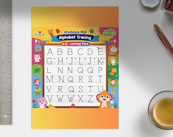 Alphabet Tracing Book A-Z for Kids – Printable PDF, Preschool Learning Activity, ABC Writing Practice, Educational Worksheet