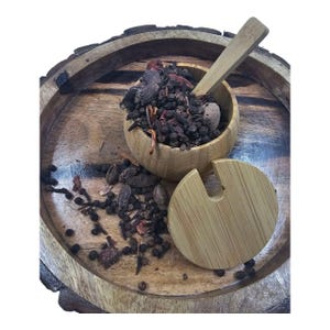 Bamboo Salt and Spice Spoon Bowl with Lid: Eco-Friendly Kitchen Set