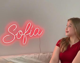 Personalizowany Neon z Imieniem Prezent Świąteczny, Szyld LED dla Dzieci, Dekoracja Ścienna LED, Wyjątkowe Prezenty Personalizowane