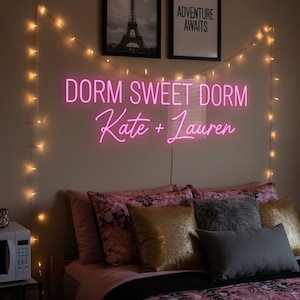 Custom Dorm Sweet Dorm Neon Sign, Personalized College LED Wall Decor for Dorm Rooms & Roommates | Fast Shipping to USA | DDP Included