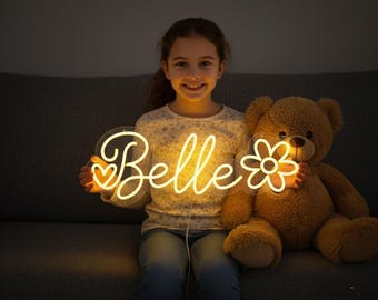 Personalizowany Neon z Imieniem Dla Dzieci, LED Dekoracja Ścienna, Ozdoba Pokoju, Prezent Dla Dziecka
