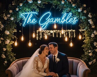 Personalizowany Neon Ślubny, Neon z Imieniem, LED Ślubny, Dekoracja Ścienna Impreza, Prezenty Ślubne, Oświetlenie Weselne