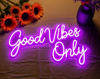 Neon Good Vibes Only, Neon na Zamówienie, Szyld Neonowy, Biuro, Impreza, Neon LED, Dekoracja Ścienna, Wystrój Domu