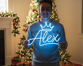 Custom Name Crown Neon Sign | Personalized LED Wall Decor Gift | Fast USA Shipping DDP