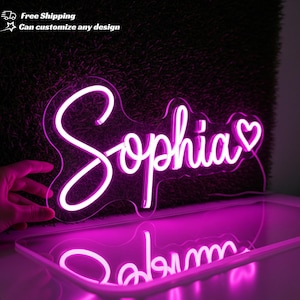 Custom Name Neon Sign for Kids Room, Personalized LED Night Light, Nursery Wall Decor ,Girl Bedroom Sign, Neon Name Sign with Heart sign