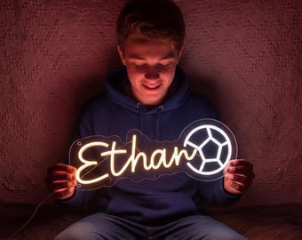 Custom Sports Name Neon Sign | Personalized LED Kids Room Decor | Fast USA DDP