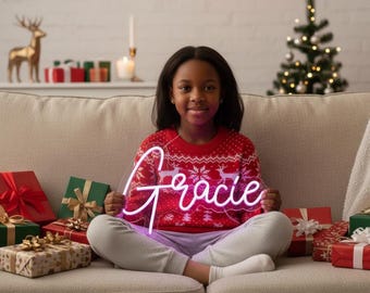 Custom Kids Name Neon Sign • Personalized Christmas LED Wall Decor • Fast Shipping USA DDP