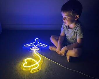Custom Kids Airplane Neon Sign | Personalized LED Room Decor | Fast USA Shipping DDP