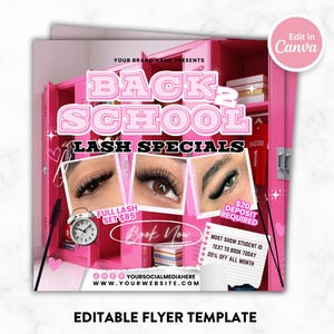 Back to School Lash Special Flyer Template, Lash Booking Flyer, Lash Appoitment Flyer, Lash Sale Flyer, Eyelash Extension Flyer,