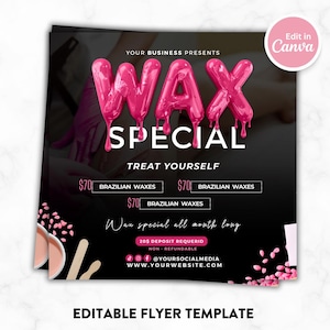 Wax Flyer, Wax Booking Flyer, Body Wax Booking Flyer, Spa Wax Flyer, Body spa, Waxing flyer, Wax Book Now Flyer, Esthetician Booking Flyer