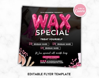 Wax Special Flyer, Esthetician Booking Template (Digital Download)
