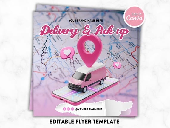 Delivery & Pickup Flyer, Beauty Salon Template DIY Canva