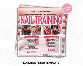Nail Training Course Flyer Template: Editable Canva Design (Digital Download)