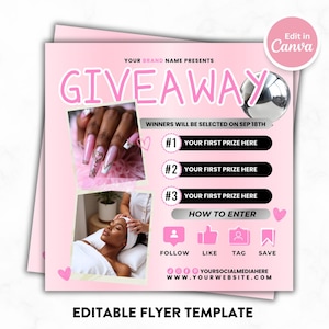 DIY Giveaway Flyer, Lash Flyer, Hair Giveaway Flyer, Followers Giveaway Flyer, Nail Giveaway, Competition Flyer, Social Media, Raffle Flyer