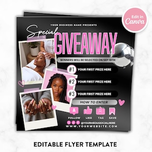 DIY Giveaway Flyer, Lash Flyer, Hair Giveaway Flyer, Followers Giveaway Flyer, Nail Giveaway, Competition Flyer, Social Media, Raffle Flyer