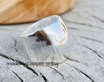 Anello a cupola grosso in argento sterling 925, anello a cupola, regalo per uomo e donna, fascia larga, anello boho, gioielli in argento fatti a mano