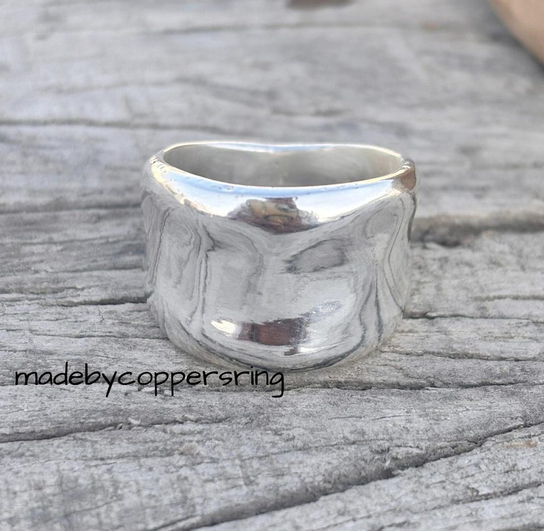 Silver Dome Ring Concave Ring Chunky Silver Ring, Statement Thick Bold ...
